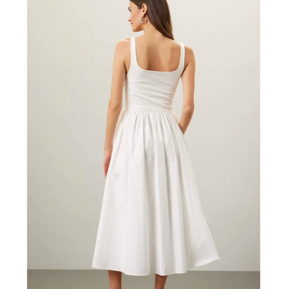 Rue Sophie White Fit n Flare Midi Dress SMALL Romantic Sundress Designer $188 - Picture 3 of 11